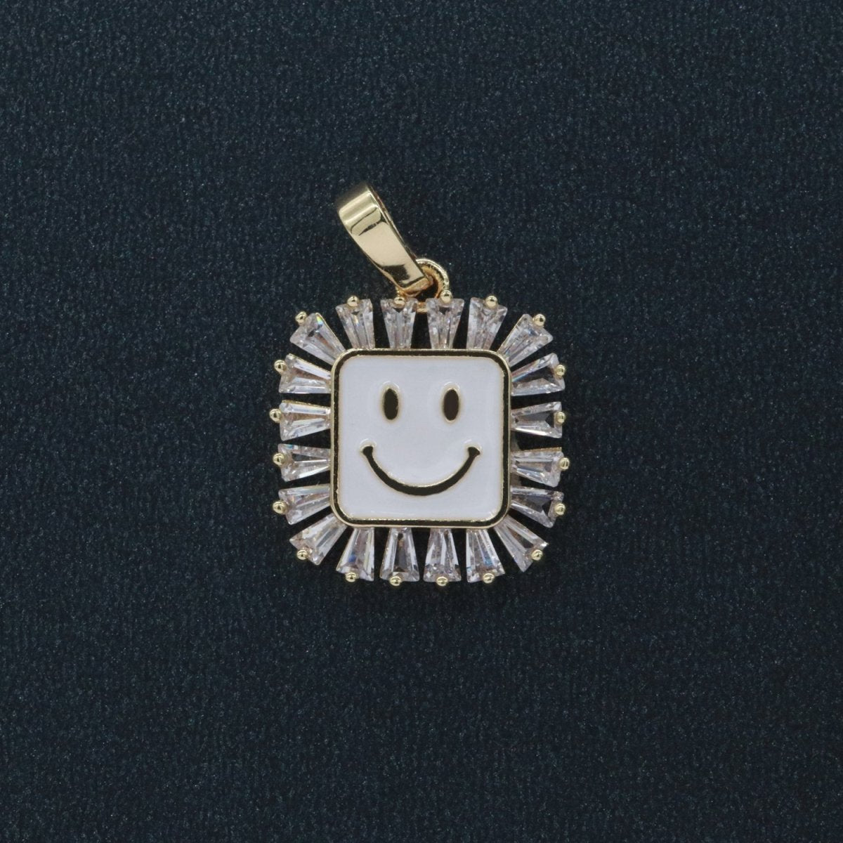 Square Smiley Face Charm Cubic Happy Face Pendant for Necklace Earring Component 31x22mm I-307 ~ I-312