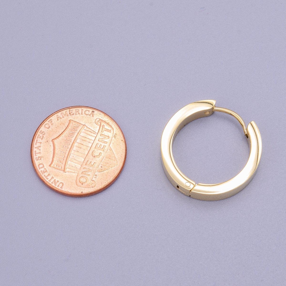 Stainless Steel 20mm Gold Flat Huggie Endless Hoop Earrings | AD1407