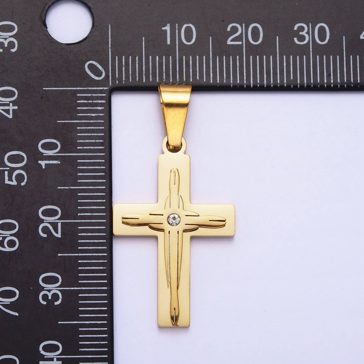 Stainless Steel Cross Pendant in Gold Silver for Unisex Statement Religious Jewelry Making | P-1117