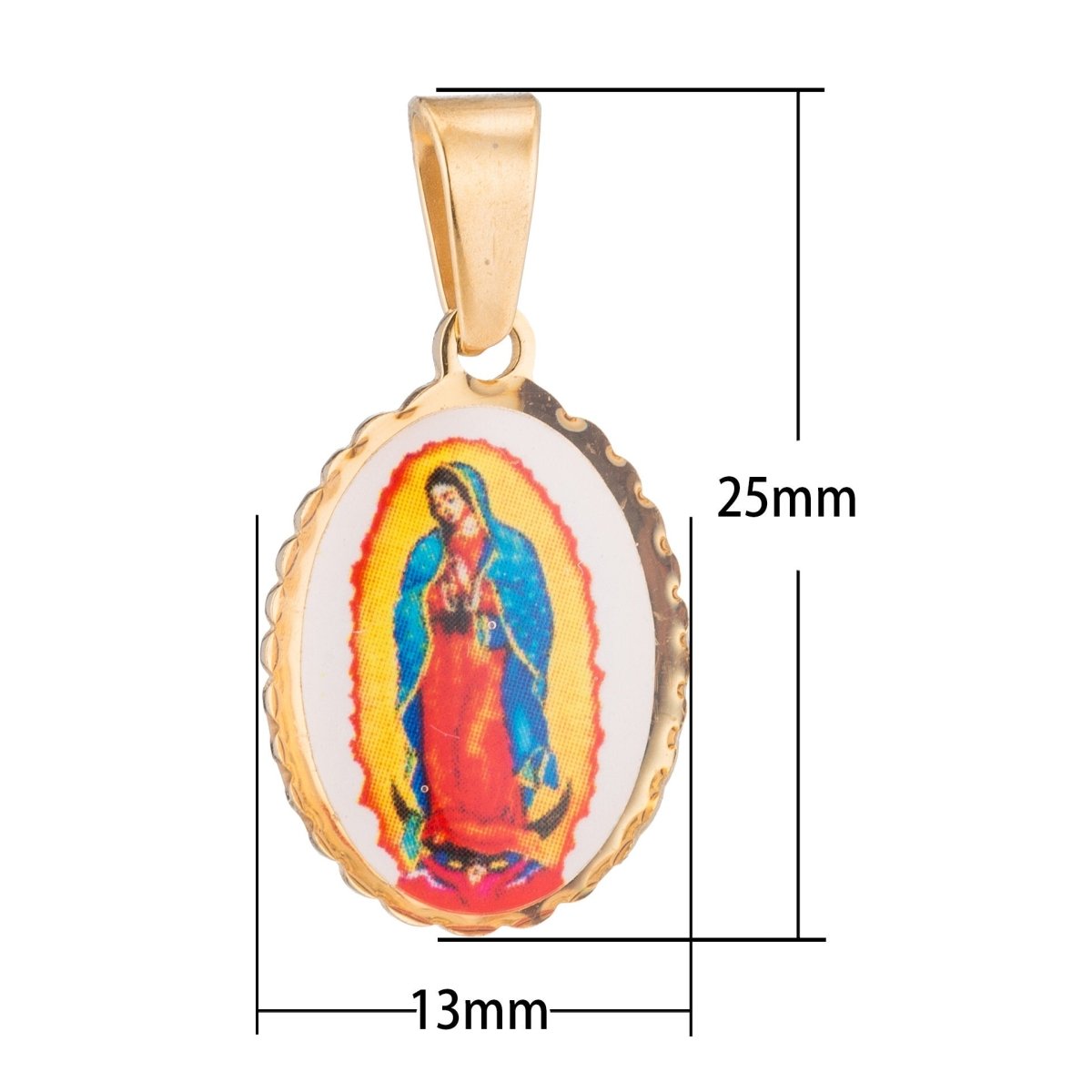 Stainless Steel Holy Mother Virgin Mary Pray for Us Praying Novena Bracelet Necklace Pendant Charm Bead Bails Finding for Jewelry Making J-487