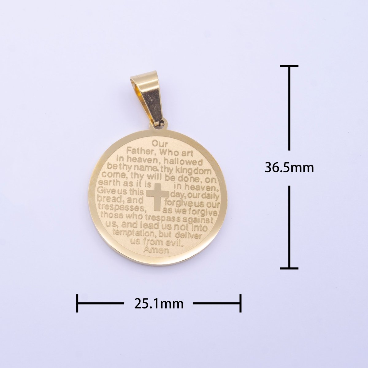 Stainless Steel Our Father Lord's Prayer English Engraved Pendant For Religious Wholesale Jewelry J-792