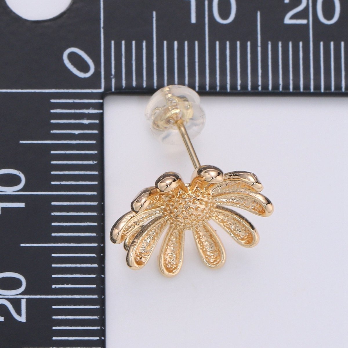 Sun Flower Stud Earring Gold Vermeil Summer Floral Earring DIY Jewelry Component for Christmas Gift K-842