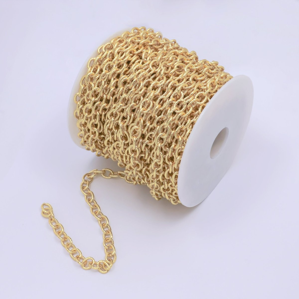 Thick Rolo Cable 14K Gold Plated Chain Necklace, Chunky Chain by Yard Thick Chain 14K GF Faceted Oval Chain Necklace 10x7mm, Textured CABLE Chain | ROLL-063 Clearance Pricing