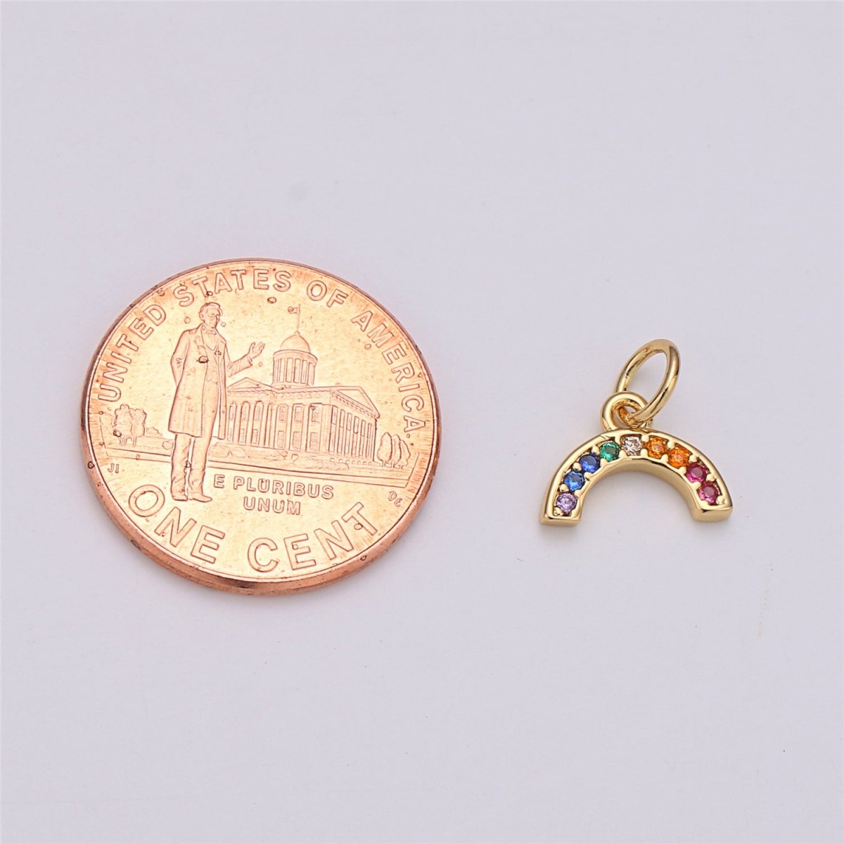 Tiny Colorful CZ Micro Pave Rainbow Charm, Cubic Zirconia Rainbow Pave Necklace Pendant Bracelet Charm Earring Charm in 18k gold filled C-410 E-163