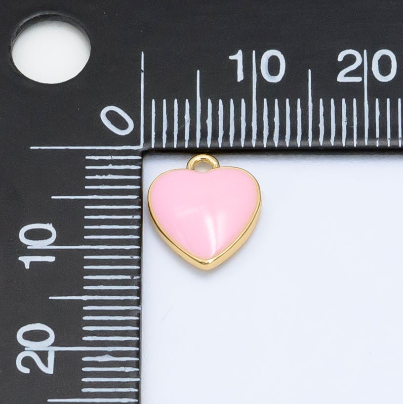 Tiny Enamel Heart Charms Little Color Hearts on Gold Filled Red Pink White Teal First Love Earing Bracelet Necklace Jewelry Supplies, C-524