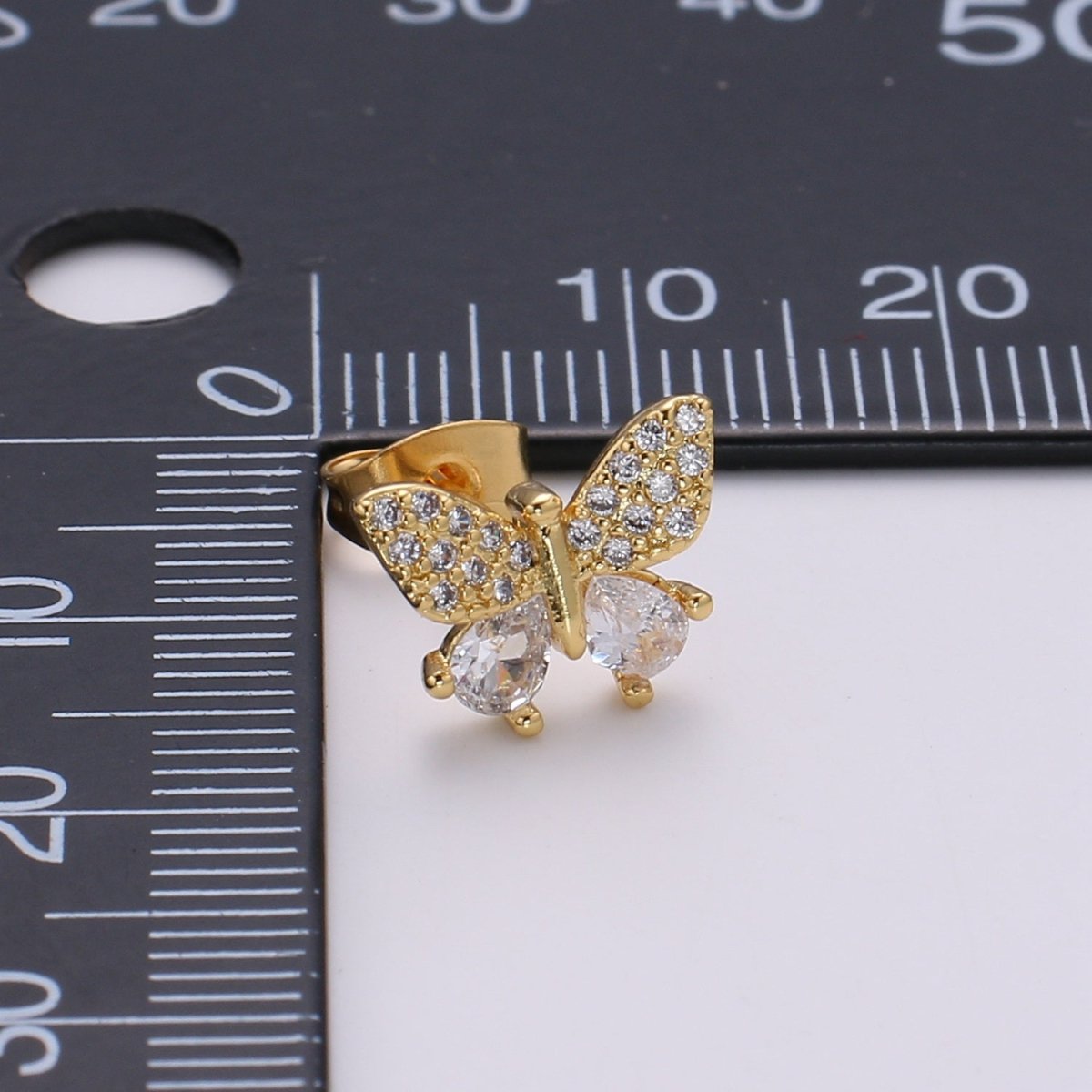 Tiny Golden Butterfly Stud Earrings CZ Mini Gold Filled Mariposa Animal Nature Formal/Casual Daily Wear Earring Jewelry P-021