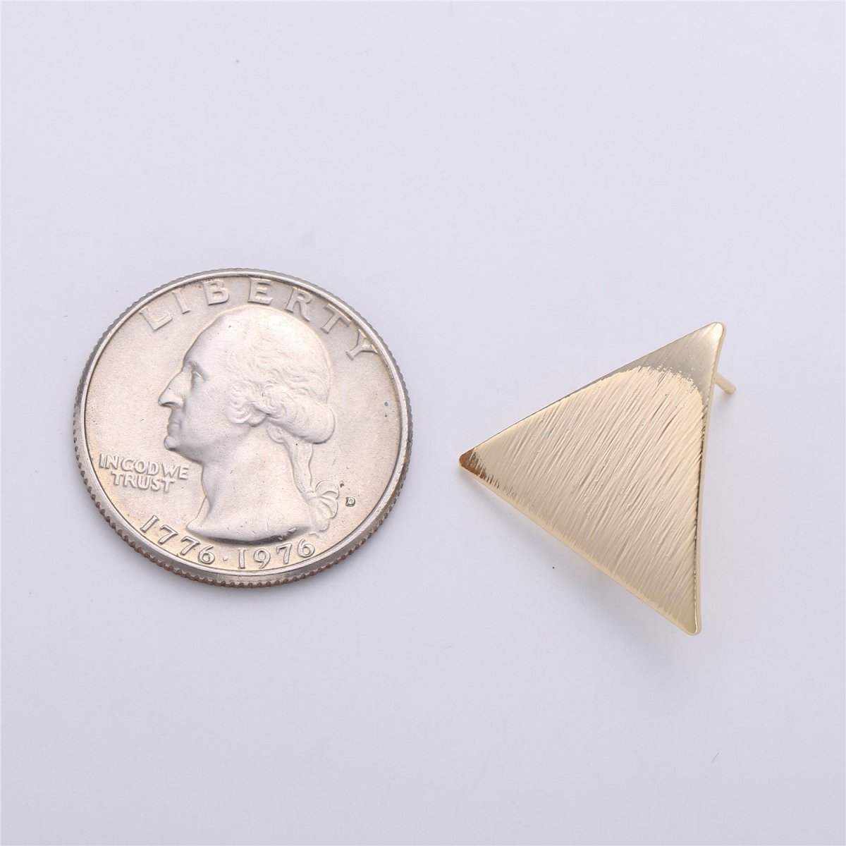 Triangle 22X20mm Post Earring , post earrings, jewelry making supplies Polished Gold Plated with Open Link K-177