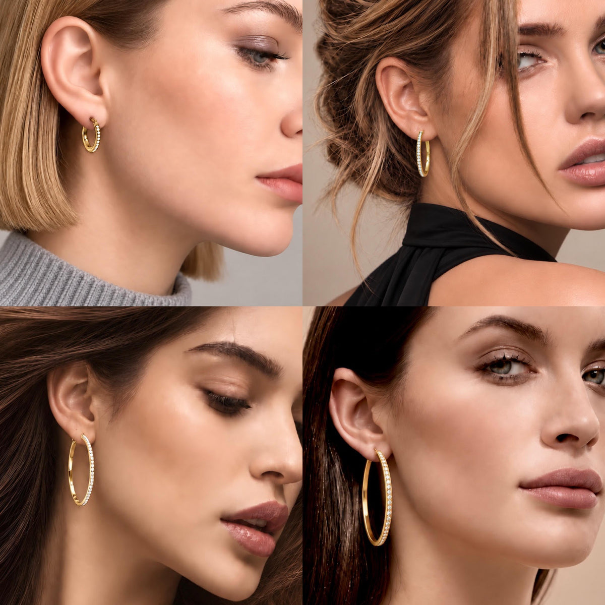 ER312W B.Tiff Pavé 42-Stone Classic Medium Hoop Earrings