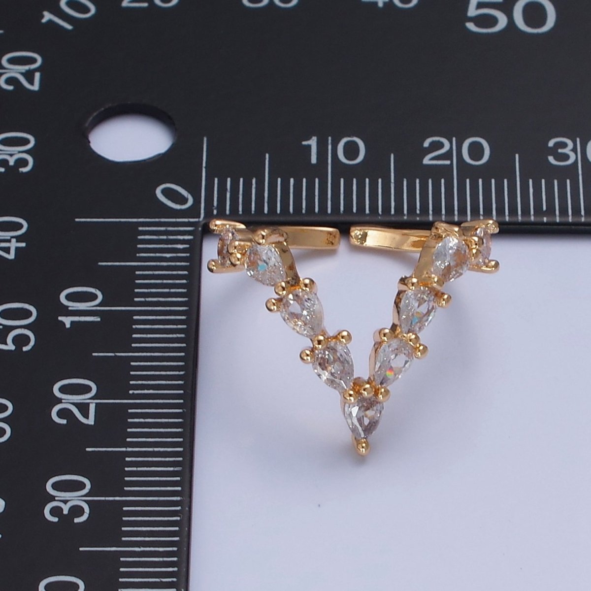 V Shaped Marquise Round Moissanite Wedding Band Unique Curved Chevron Band Solid 18K Gold Filled Stacking Ring O-2238