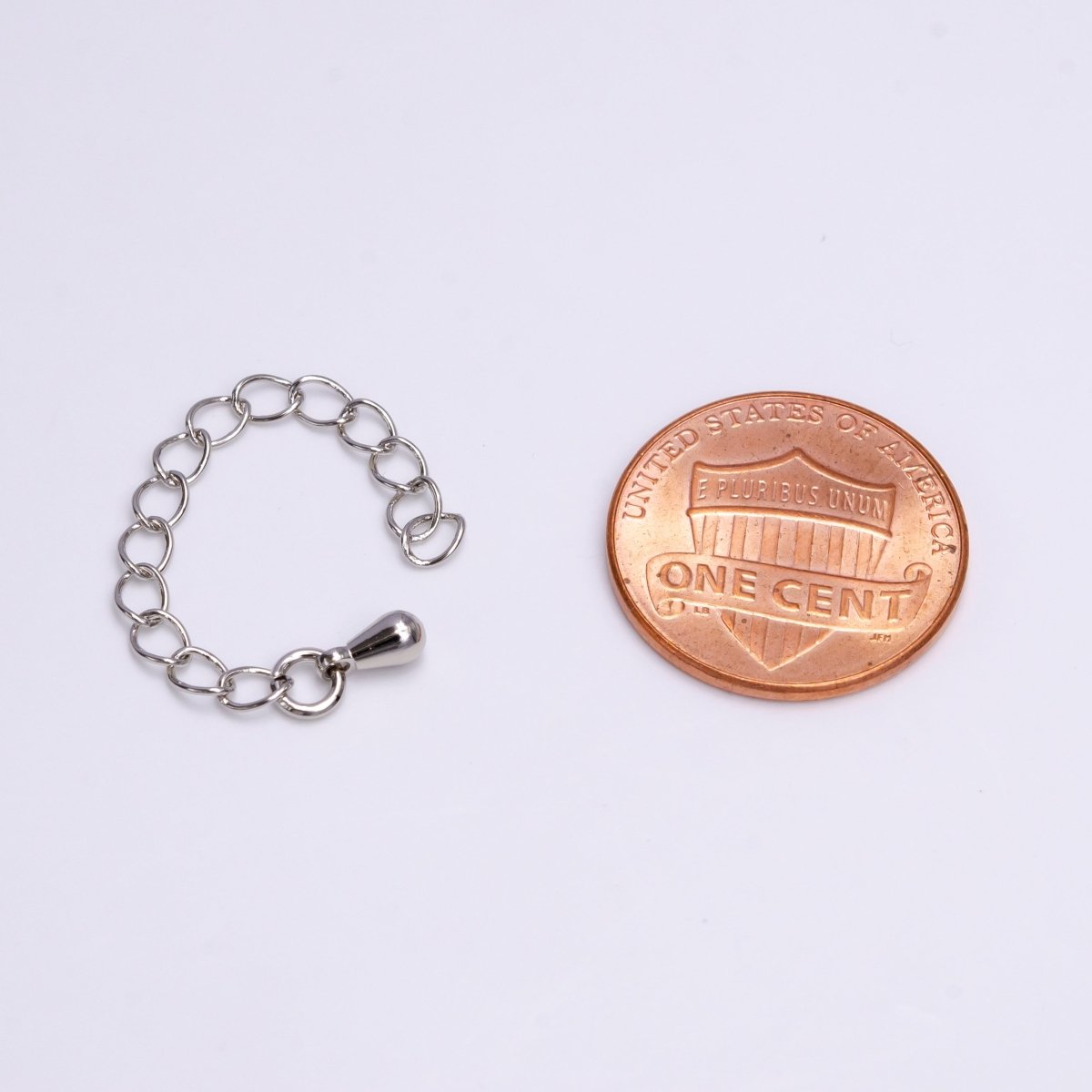 White Gold Filled 50mm Teardrop Chain Extender Jewelry Making Supply | Z-385