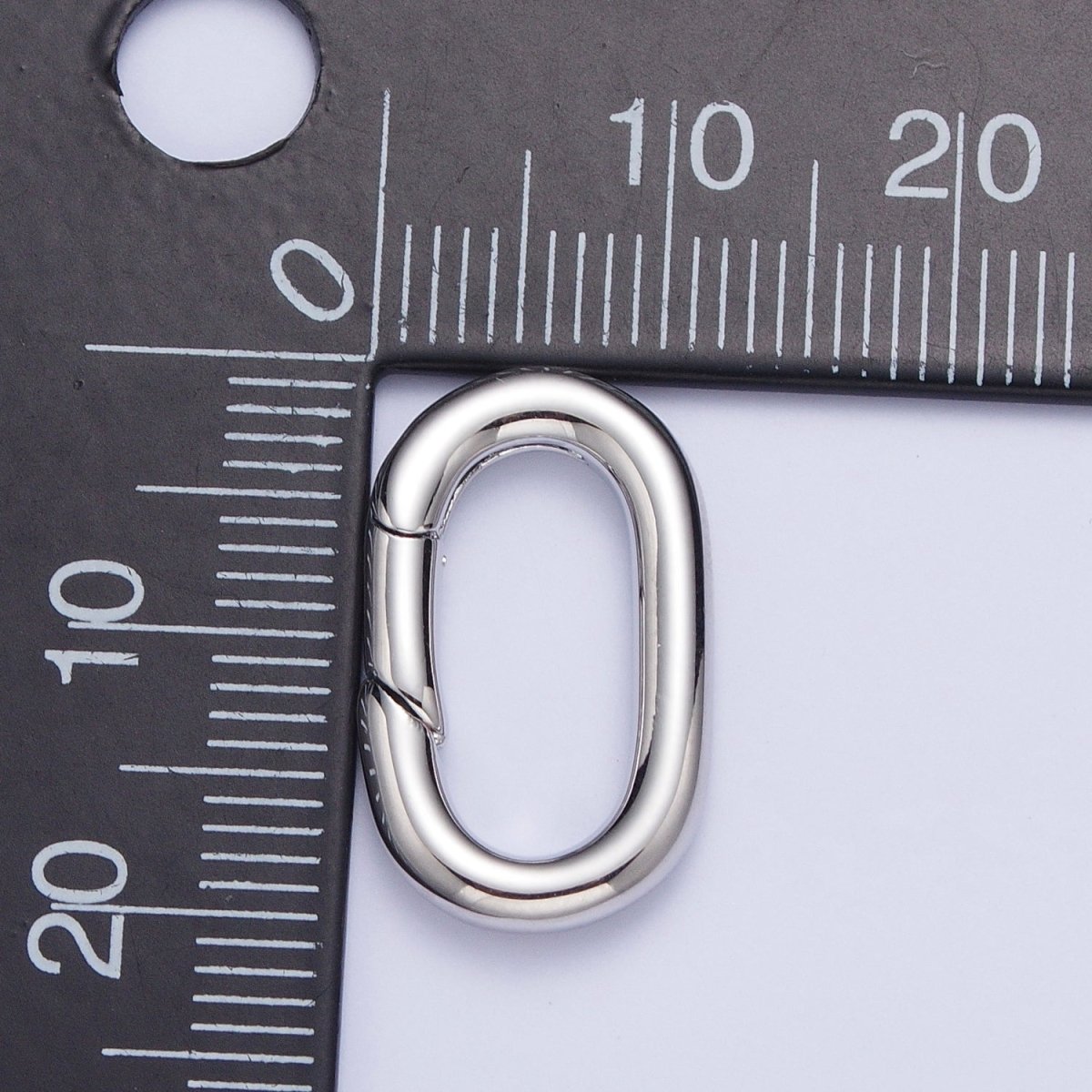 White Gold Filled Long Oval Spring Gate For Jewelry Making Supply Closure Charm Holder L-818
