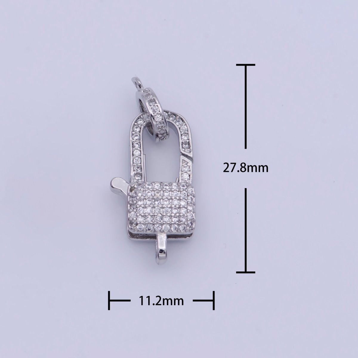 White Gold Filled Micro Paved Cubic Zirconia Closure Lobster Clasps Findings L-910 L-911
