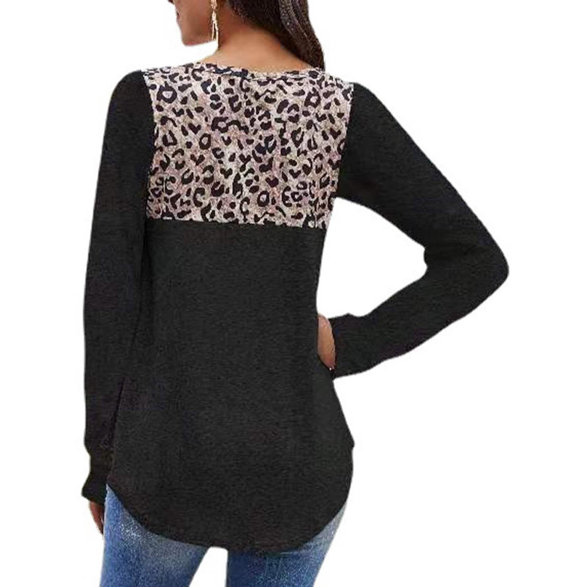 Womens Loose Tops Long Sleeve Tunic Color Block Casual Shirts