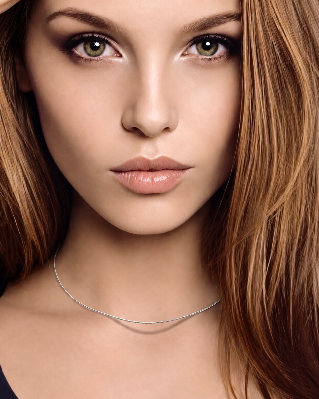 C015W Structured Wire Choker Chain Necklace/ 1.2mm (An exclusive clasp design)