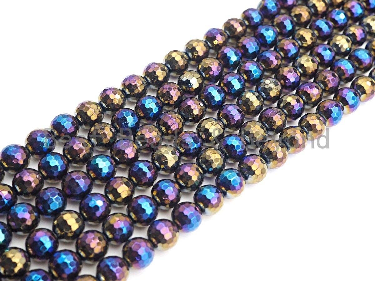 Mystic AB Color Black Onyx beads, Natural Gemstone Beads, 6mm/8mm/10mm/12mm, 15.5" Full Strand, sku#U751