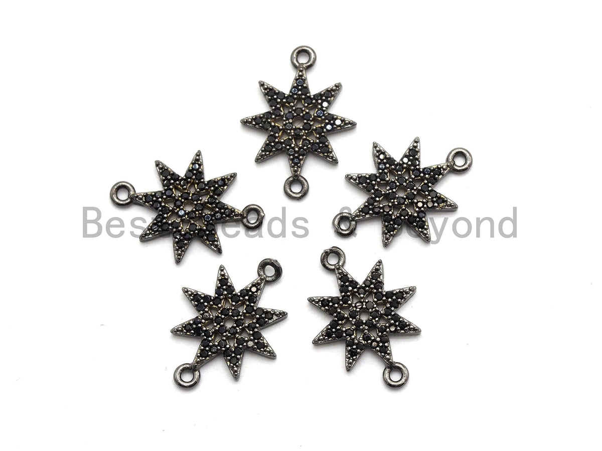 Black CZ Pave On Black Micro Pave Star Connector, Sku#A94