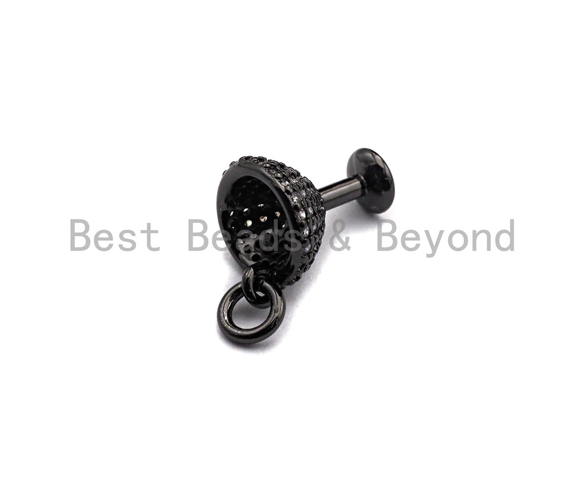 Clear CZ Micro Pave Goblet Pendant, Wine Cup Charm, Cup Pave Pendant, Gold/Silver/Rose Gold/Black plated, 9x14mm, Sku#X109