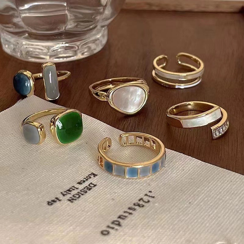 Minimalist Cold Style Emerald Ring Women, High Grade Sense, All-match Index Finger Ring