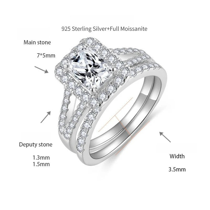 Moissanite Solitaire Ring in Sterling Silver with 18K White Gold Plating – Elegant French-Inspired Stackable Band for Women