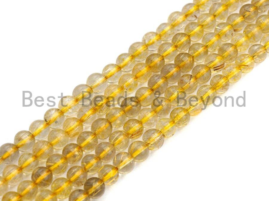 High Quality Rutilated Quartz, Natural Rutilated Quartz, Yellow gemstone stone, 6mm, sku#U481