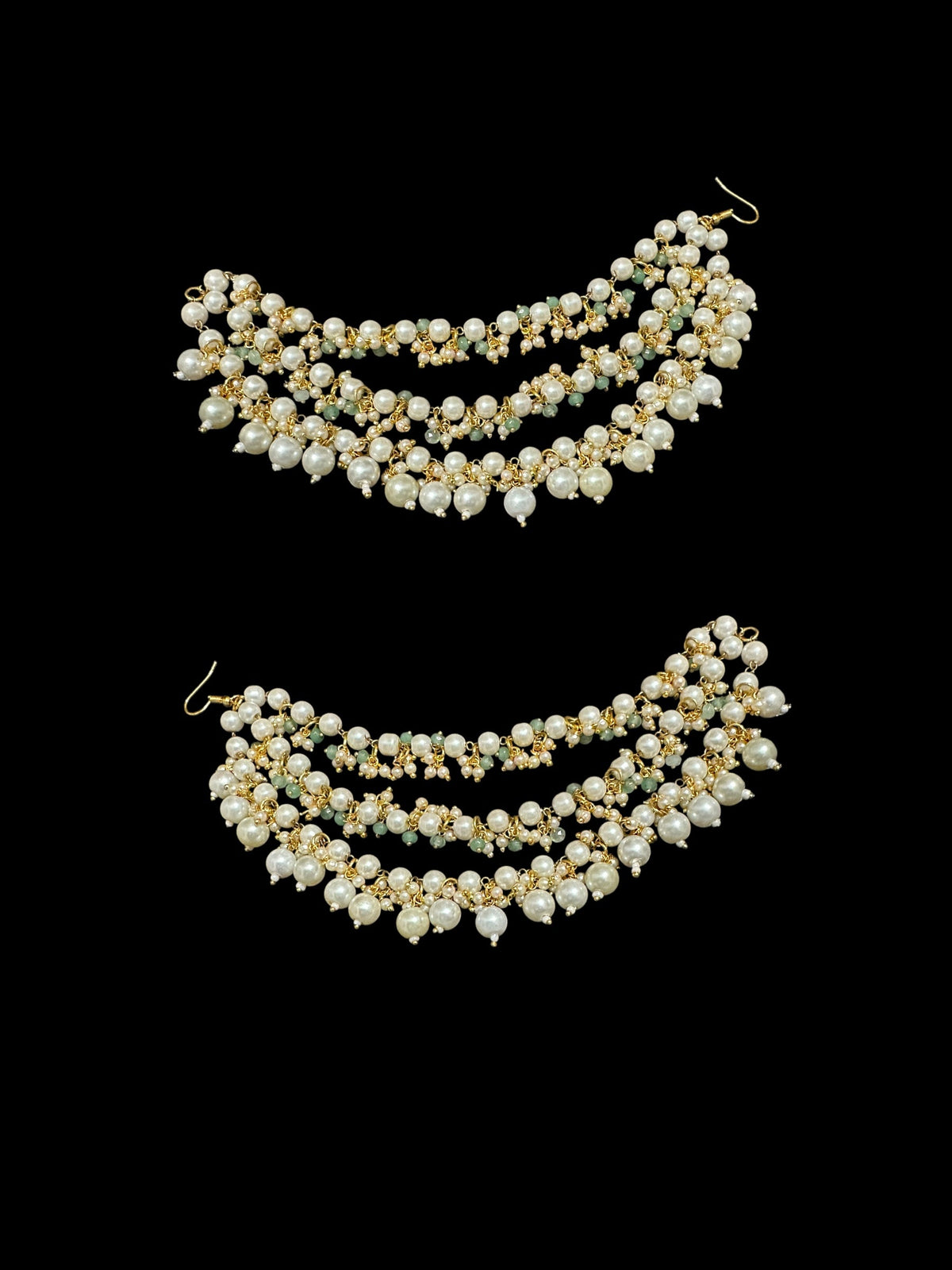 DES2 pearl ear supports - mint green beads   (READY TO SHIP)