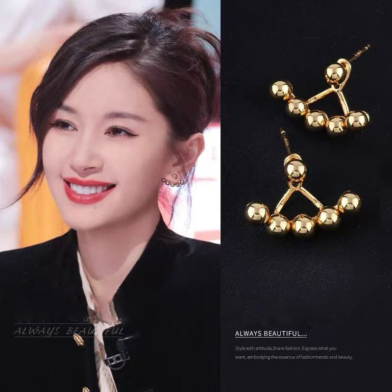 Chic Niche Design Gold Heart Stud Earrings Ins Viral Daily Wear Ladies Ear Jewelry