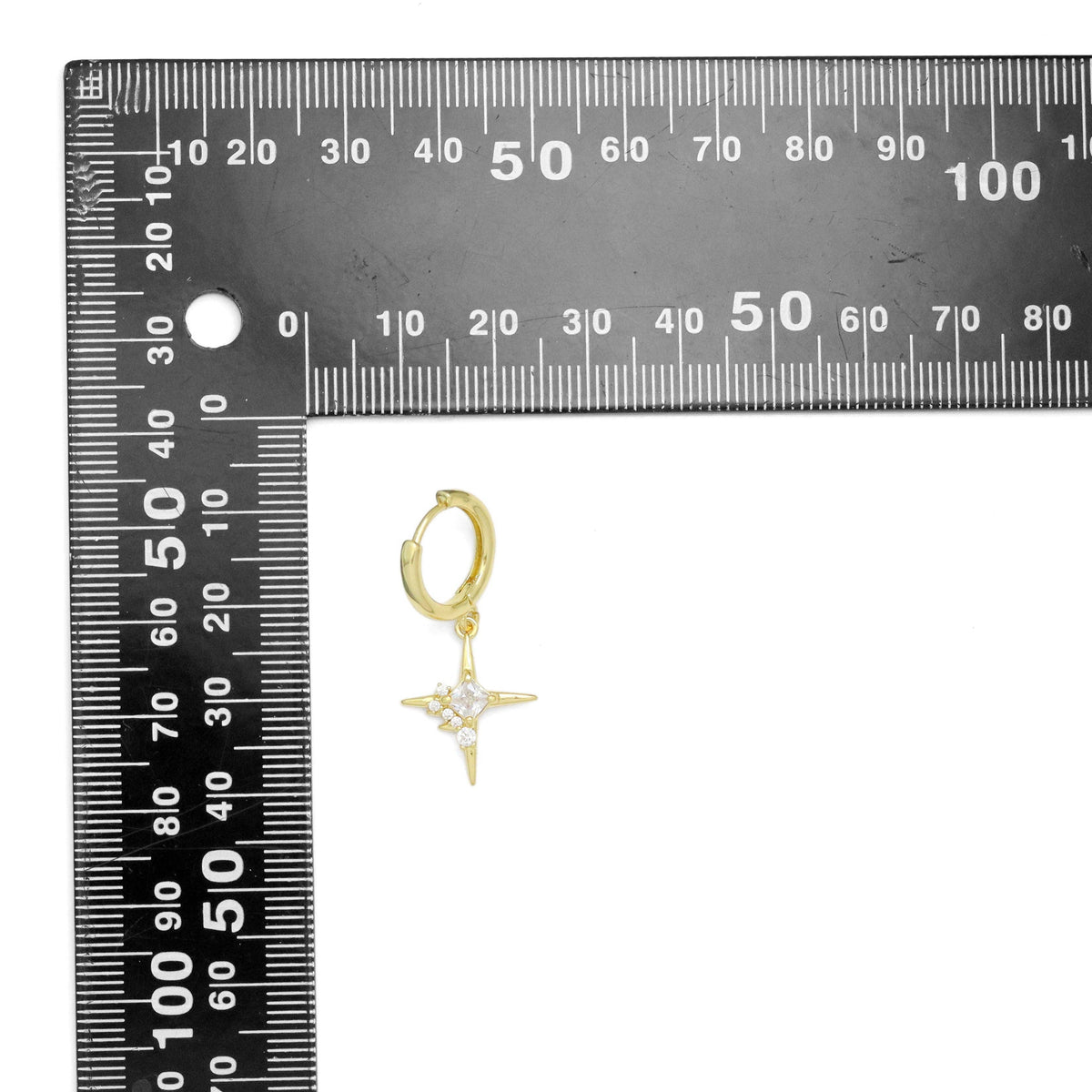Clear CZ North Star Gold Silver Earrings, Sku#A207