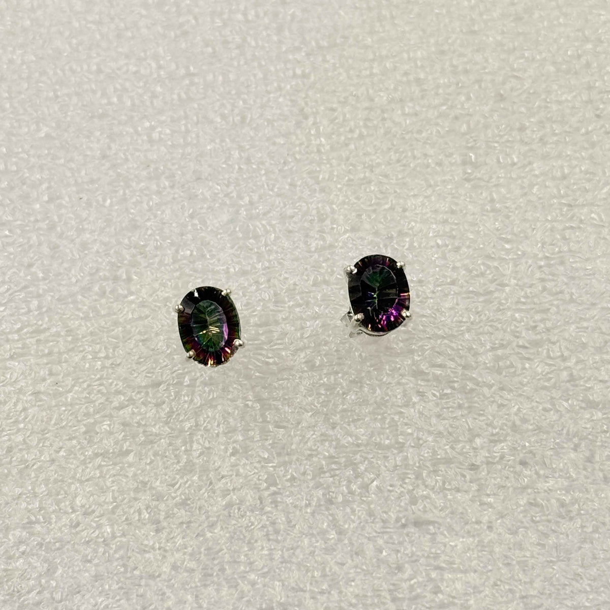 Sterling Silver Oval Mystic Topaz Post Earrings