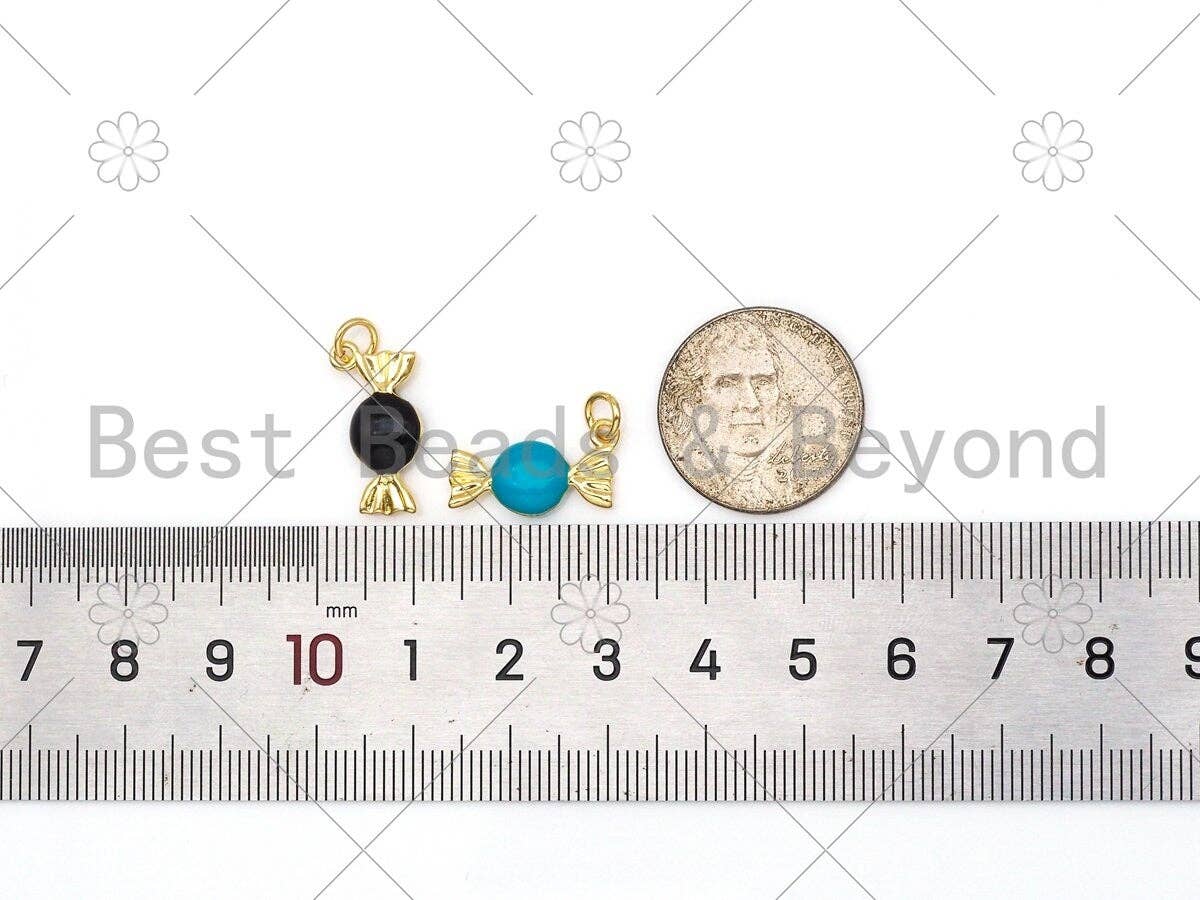 Colorful Enamel Candy Shape Pendant, 18K Gold Filled Candy Charm,Enamel Jewelry Findings, 18x8mm,Sku#F1421
