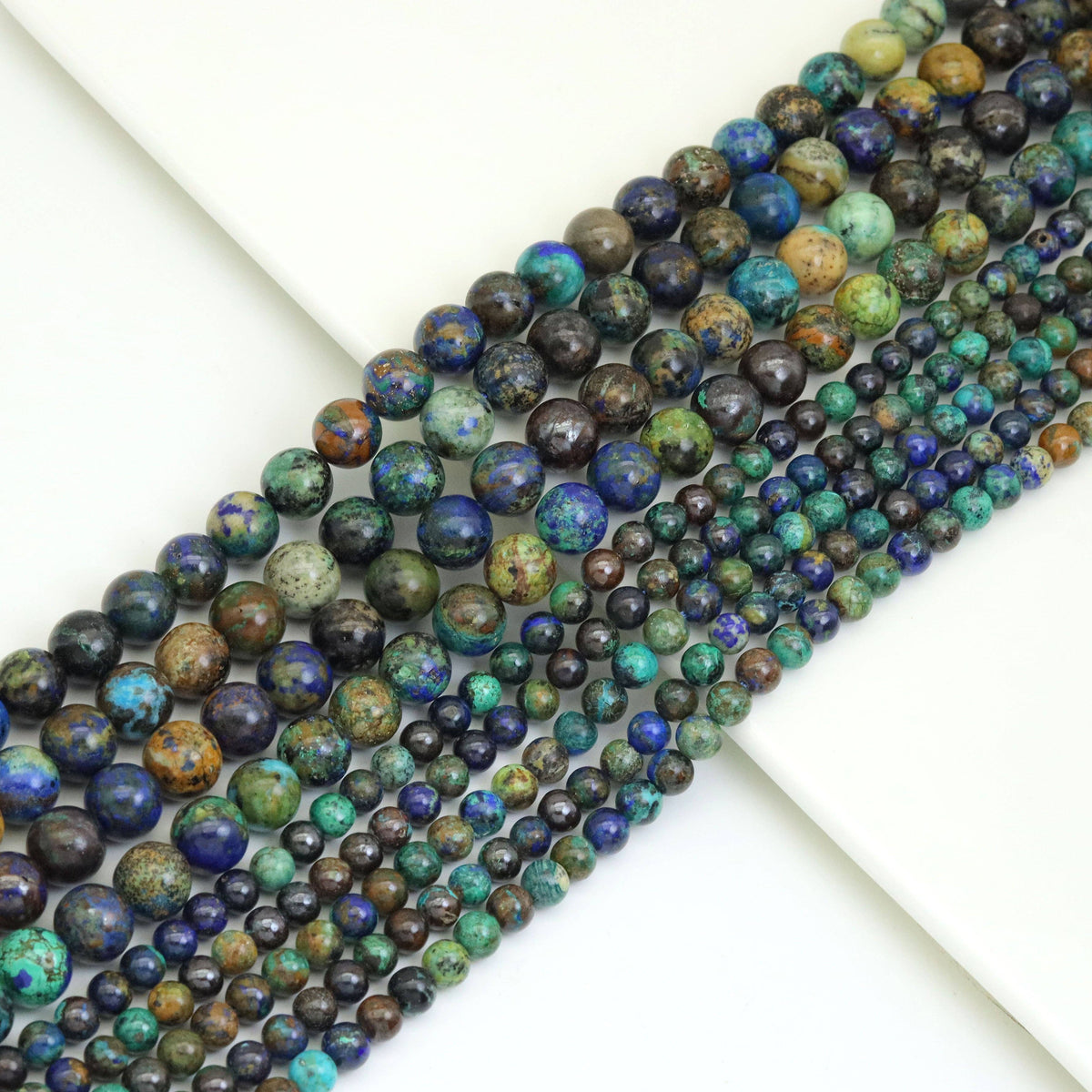 Genuine Azurite Round Smooth Beads, Sku#U1946