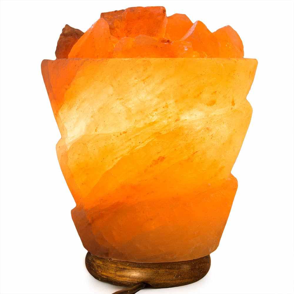 Funnel w/ Chunks Salt Lamp - 9.5" avg. - Cord, Bulb, Dimmer