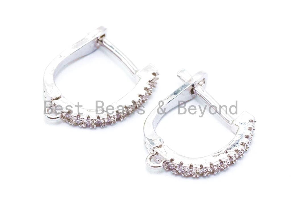 1pair, CZ Micro Pave Latch Back Earring Wires Hooks, Lever b