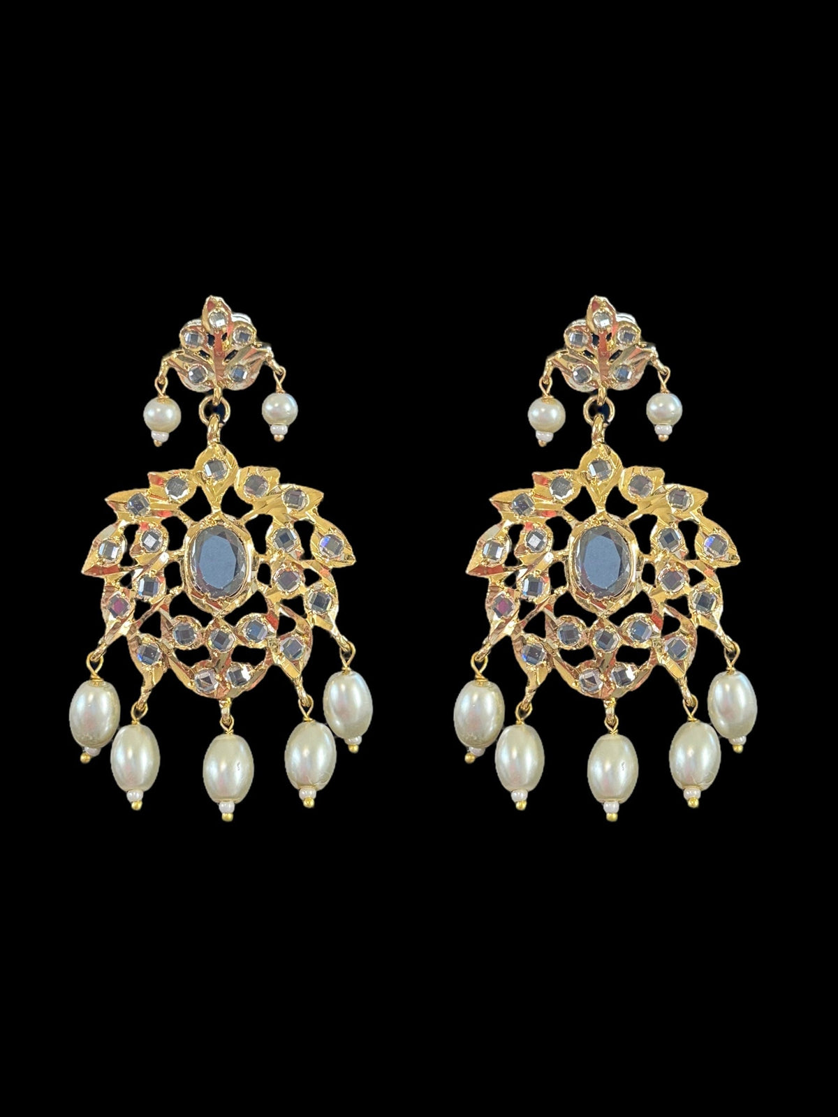 SAT104 Farmana three layer Hyderabadi necklace in pearls  ( READY TO SHIP )
