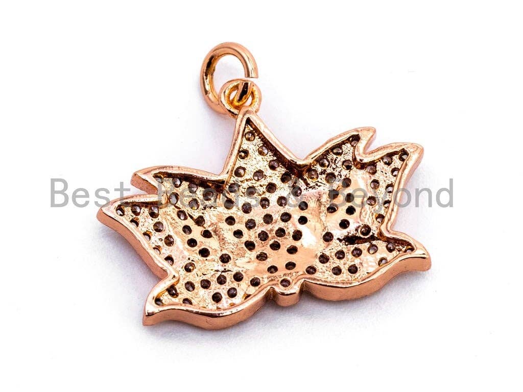 CZ Micro Pave Lotus Pendant for Necklace/Bracelet, Cubic Zirconia Pendant,17x23mm, 1pc, sku#F475
