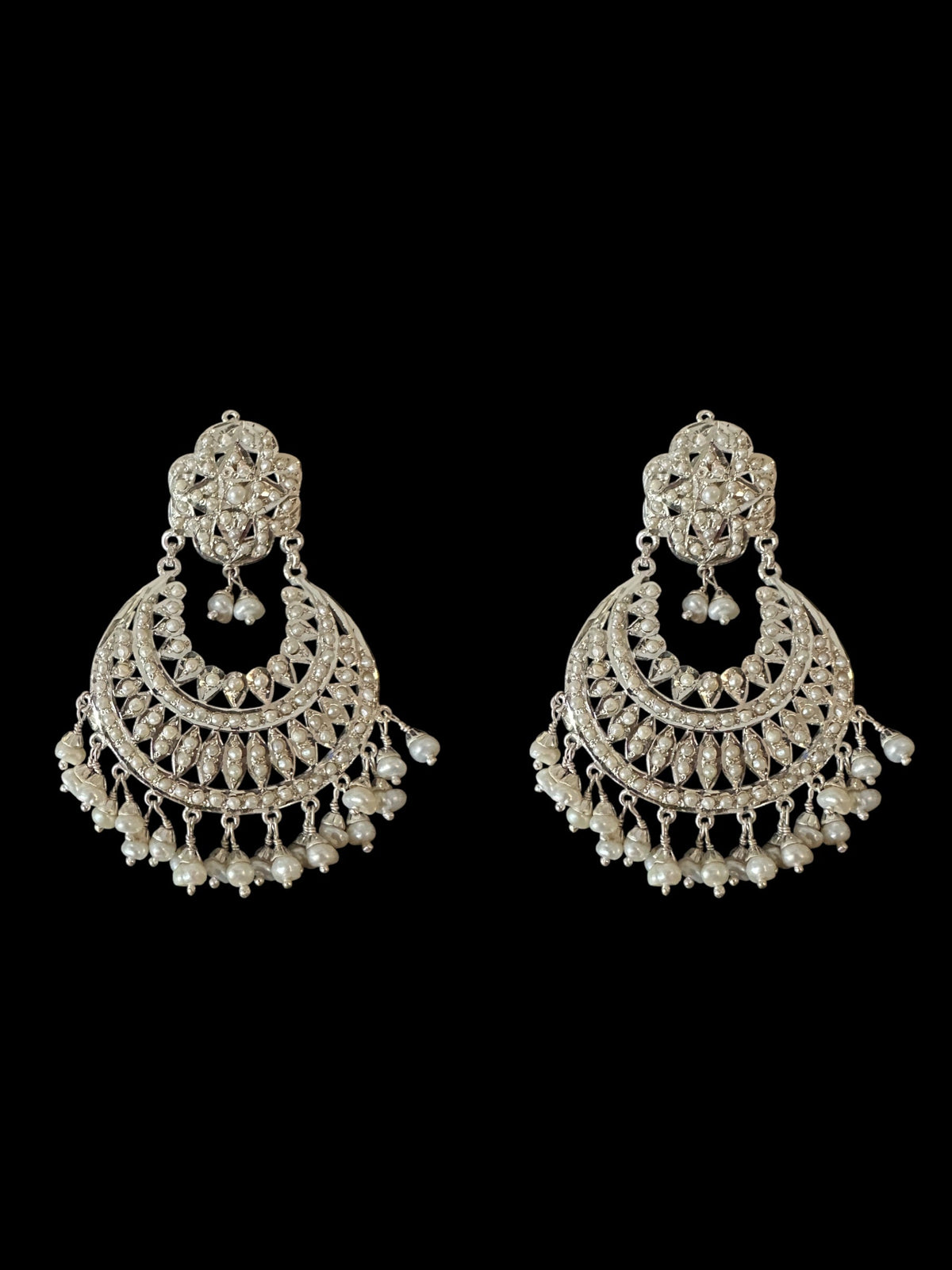 92.5 silver statement earrings in fresh water pearls ( SHIPS IN 5 WEEKS )