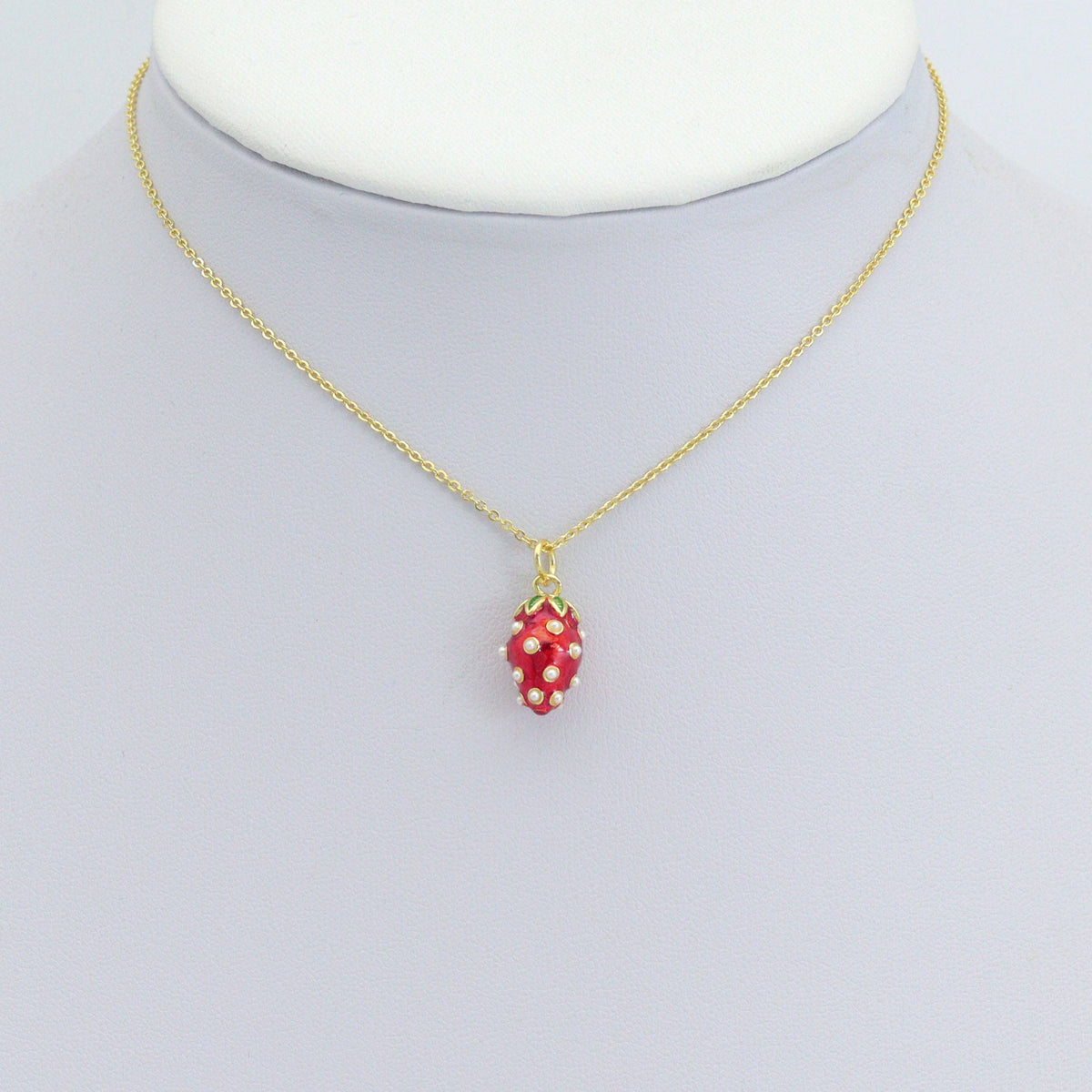 White Pearl Strawberry Charm Pendant,Sku#LD724