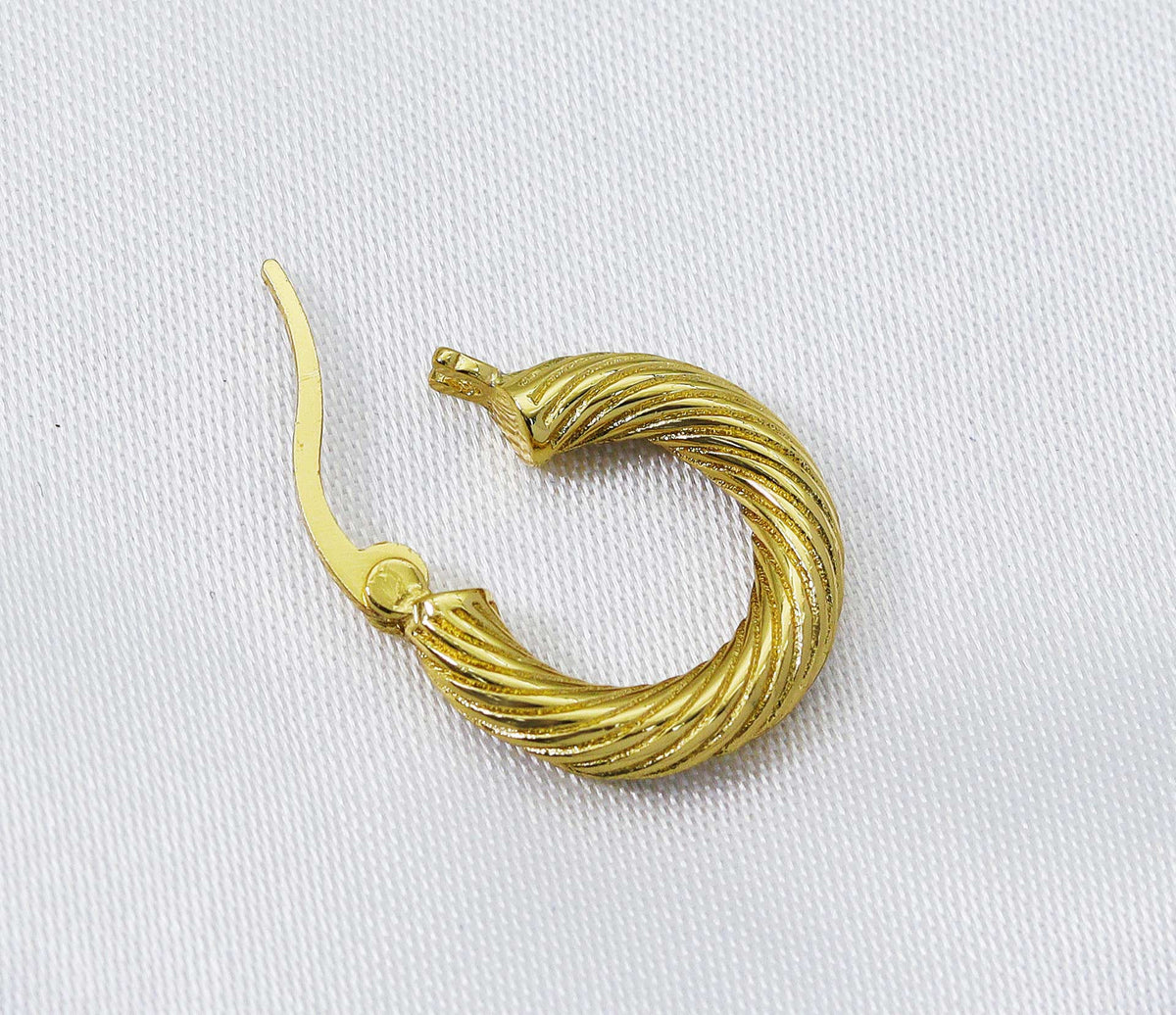 CZ Twisted Rope Huggie Hoop Earrings, Sku#B192