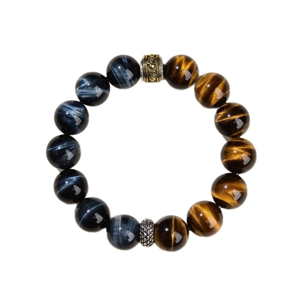 Natural Tigers Eye And Obsidian Collectors Bracelet