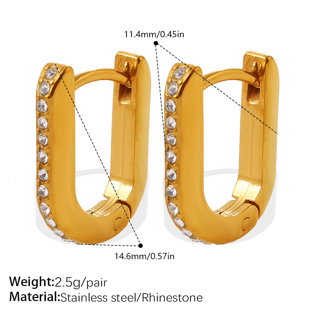 Fashion Vacation Style Geometric U-Shape & Triangle Earrings, Gold Color Fade-Resistant Sun Design, Daily Commute Earrings For Women