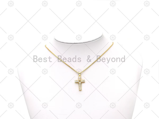 CZ Micro Pave Cross Shape Pendant, 18K Gold Filled Big CZ Cross Charm, Necklace Bracelet Charm Pendant, Sku#LK550