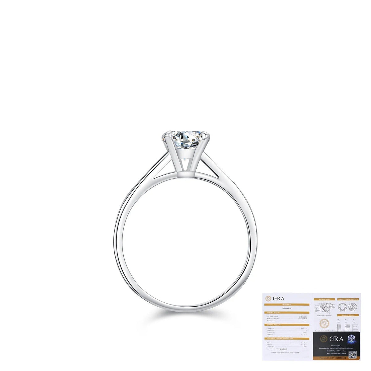 Round D-Color VVS1 Moissanite Solitaire Ring in Sterling Silver – Minimalist Engagement or Wedding Band