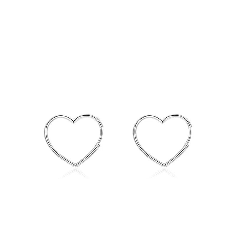 Sterling Silver Heart Huggie Hoop Earrings – Minimalist Everyday Jewelry