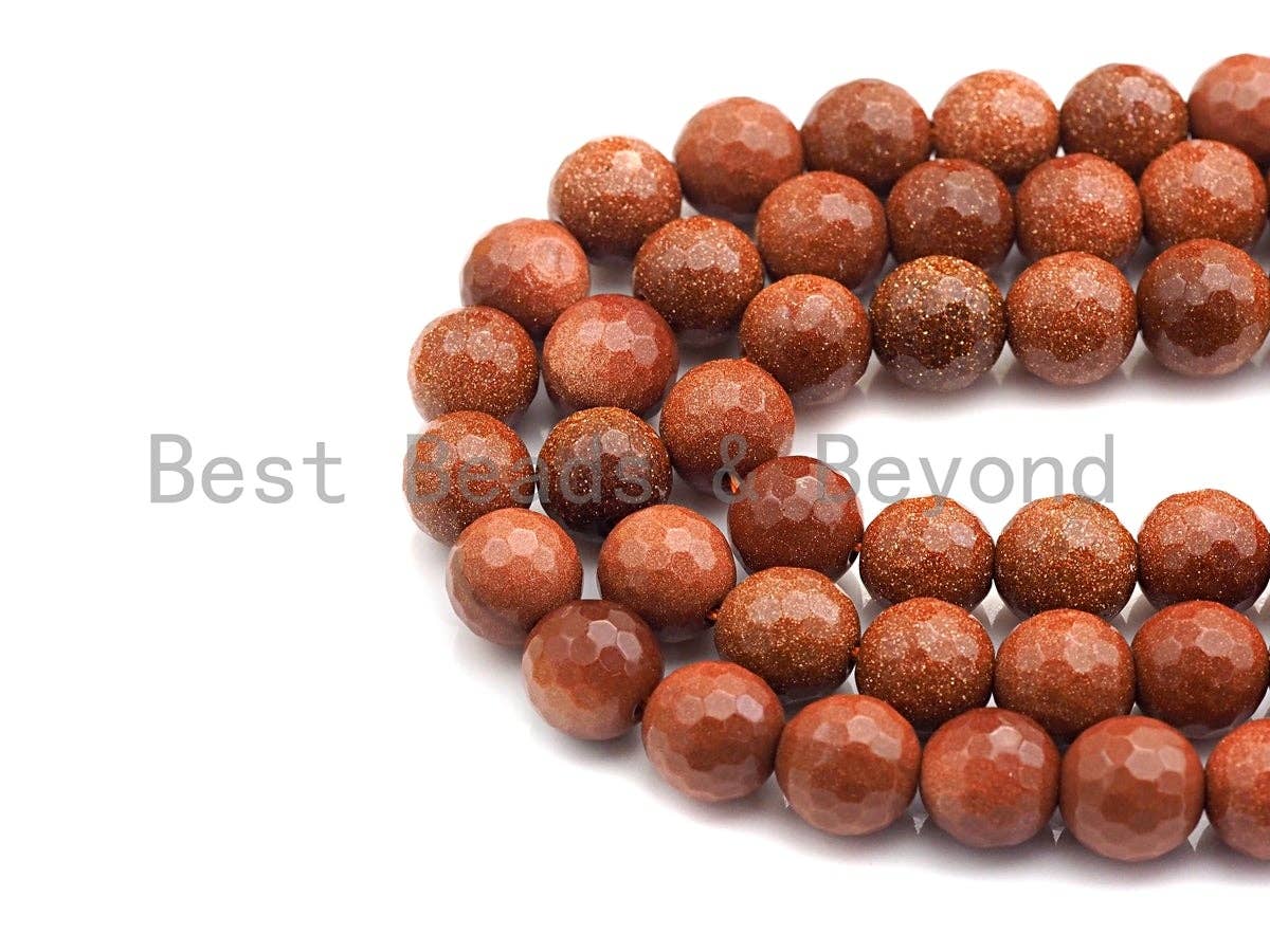 Quality Goldstone Smooth/Faceted Beads, Round Smooth/Faceted 6mm/8mm/10mm/12mm, Goldstone Beads,15" Full Strand, sku#U627