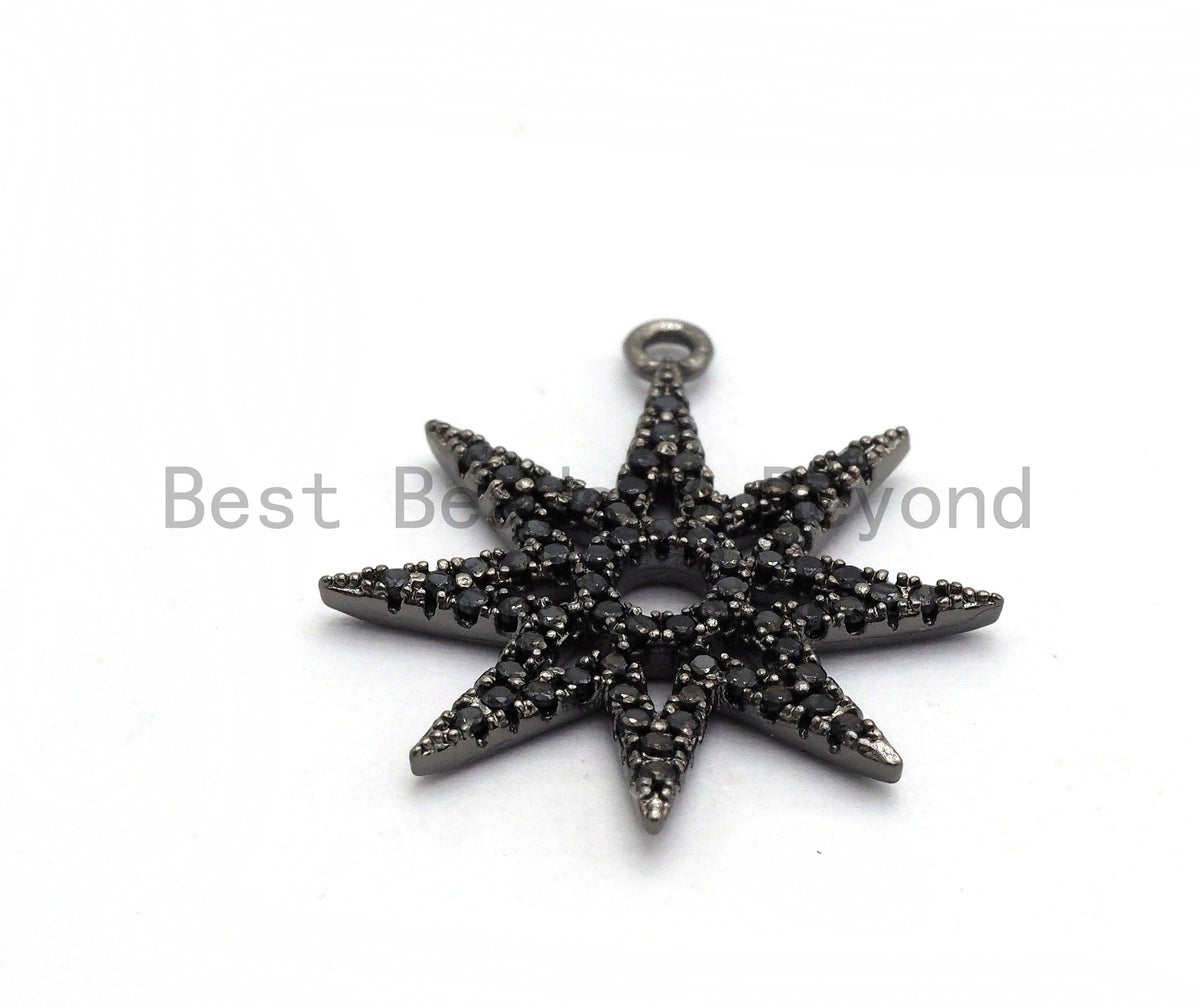 Black CZ Pave On Black Micro Pave Star Pendant/Charm,Cubic Zirconia Paved Charm, Necklace Bracelet Charm Pendant,19x21mm,1pc, sku#B99