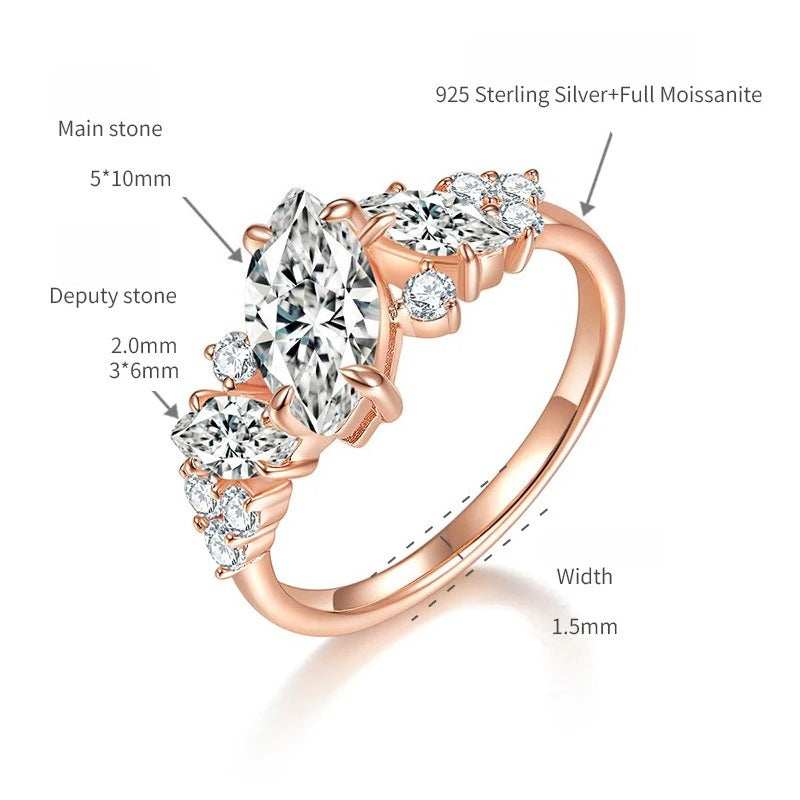 1 Carat Oval D-Color VVS1 Moissanite Engagement Ring in Rose Gold or White Gold – Modern Minimalist Statement Ring