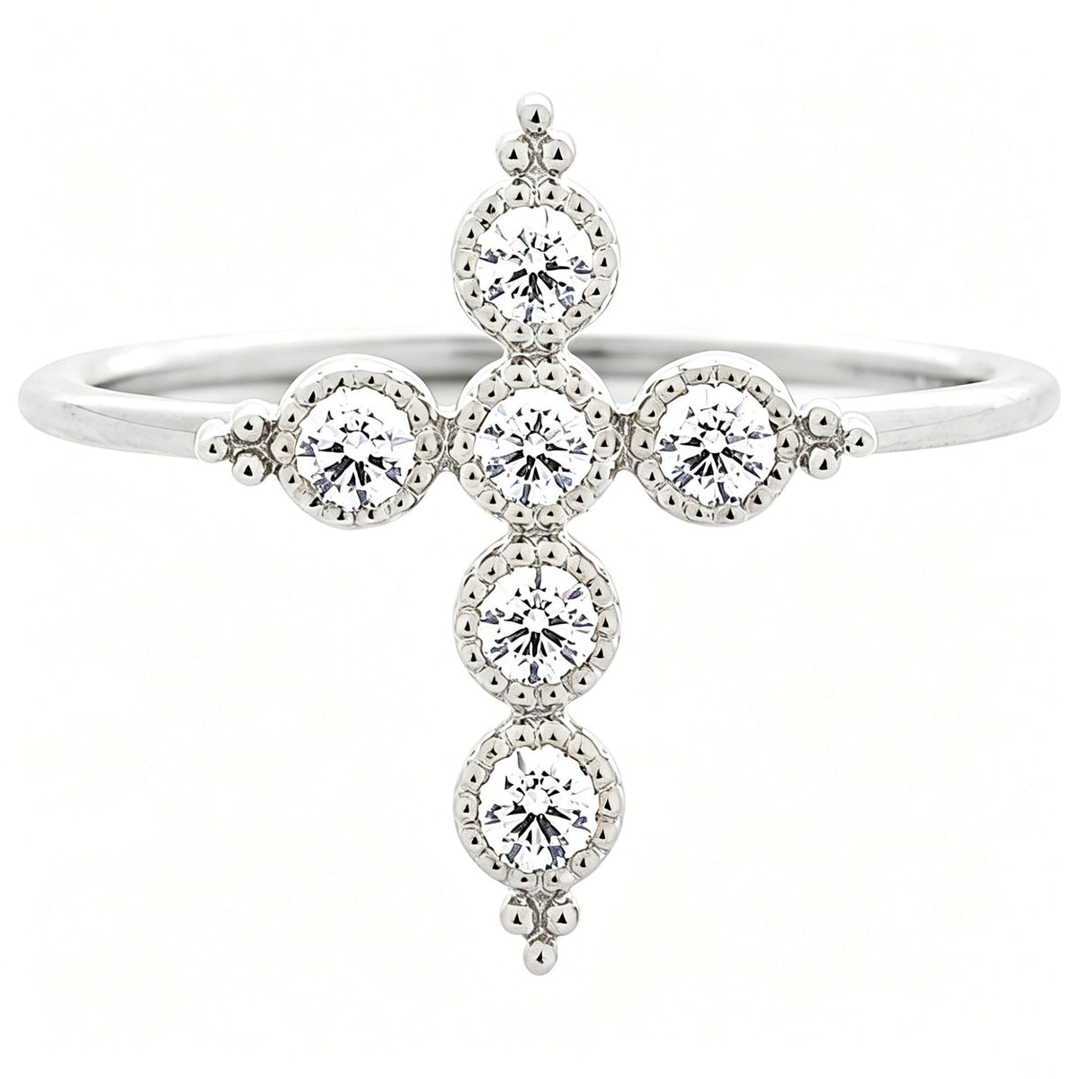 S925 Sterling Silver Zircon Cross Ring For Women