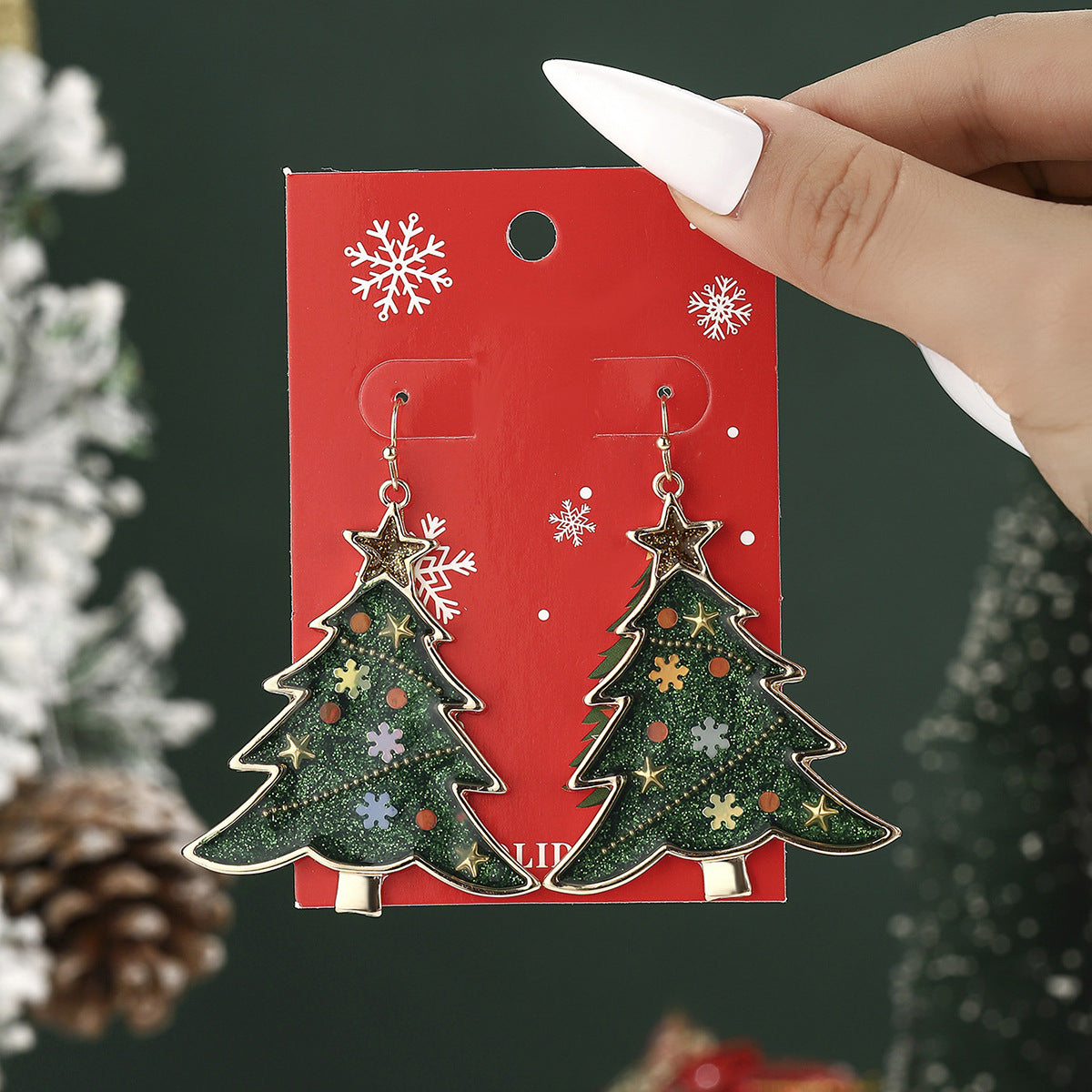 European And American Cross-Border Hot Selling New Christmas Pendant Earrings Cartoon Diamond Alloy Material Christmas Earrings Series Wholesale