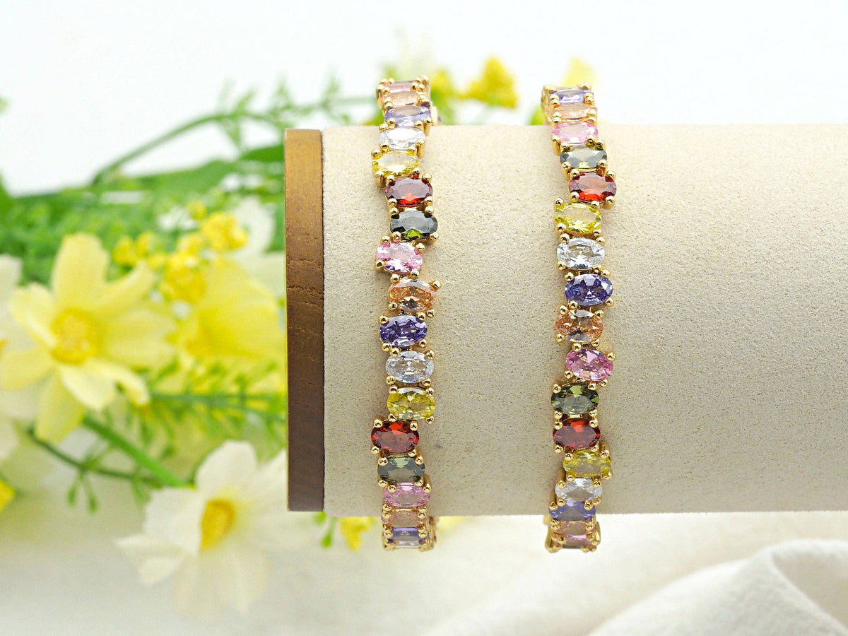 Colorful CZ Micro Pave Bangle Bracelet, Cubic Zirconia Gold Bracelet, Thin Cuff Bracelet, Stacking Cuff, 8x46x53mm,sku#X29