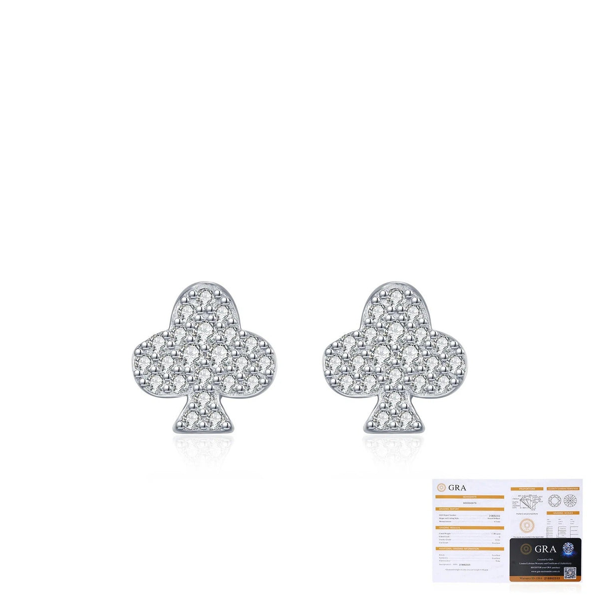 Clover Flower D-Color VVS1 Moissanite Stud Earrings in Sterling Silver – Unisex Hip Hop Jewelry