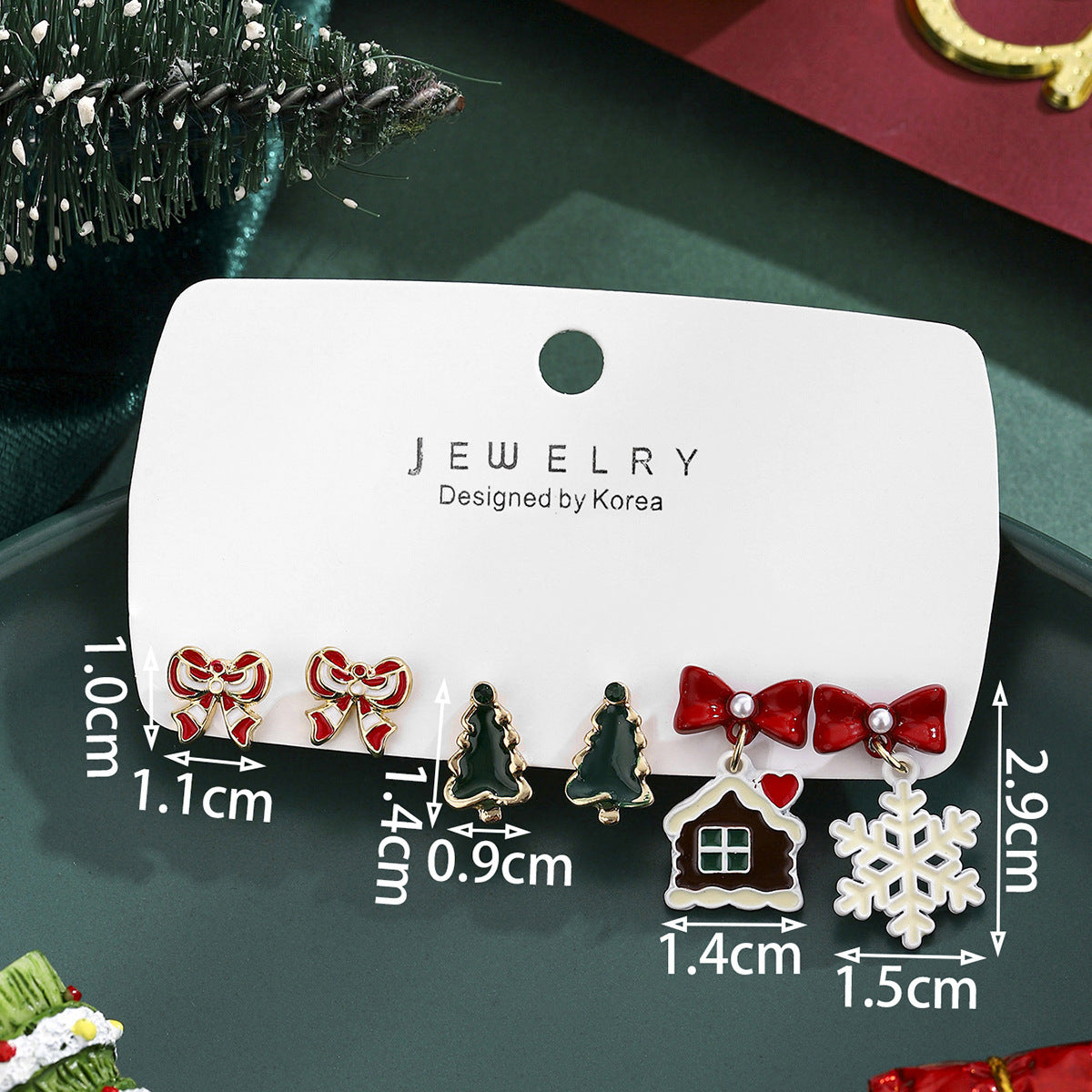 Cross-Border Personalized Christmas Alloy Earrings Christmas Hat Colorful Star Dot Diamond Christmas Tree Elk Gingerbread Man Earrings